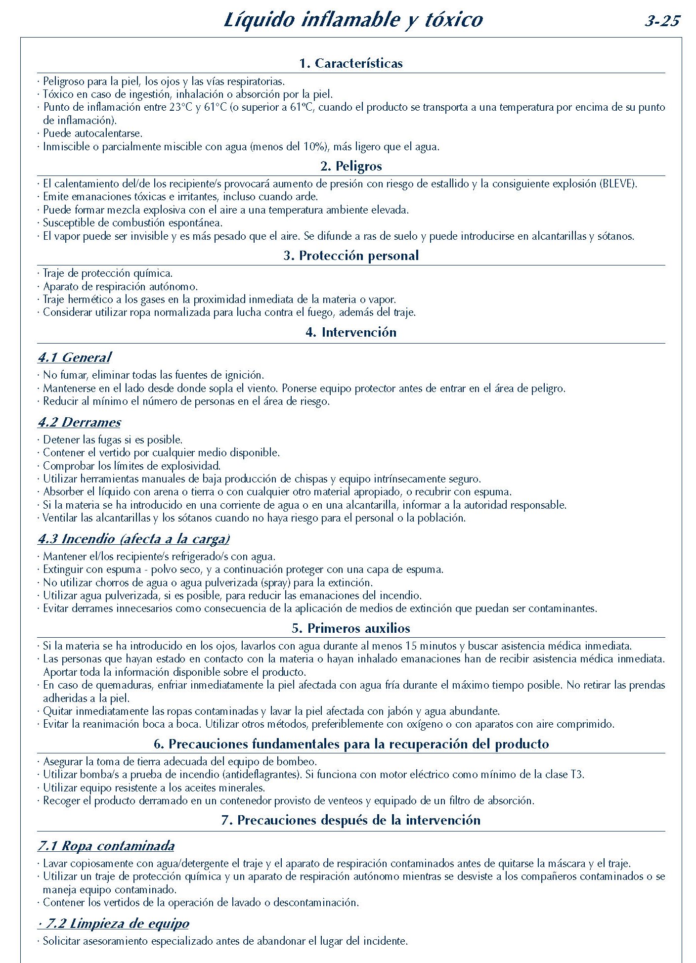 172 FICHA 3-25 LIQUIDO INFLAMABLE FICHAS EMERGENCIA